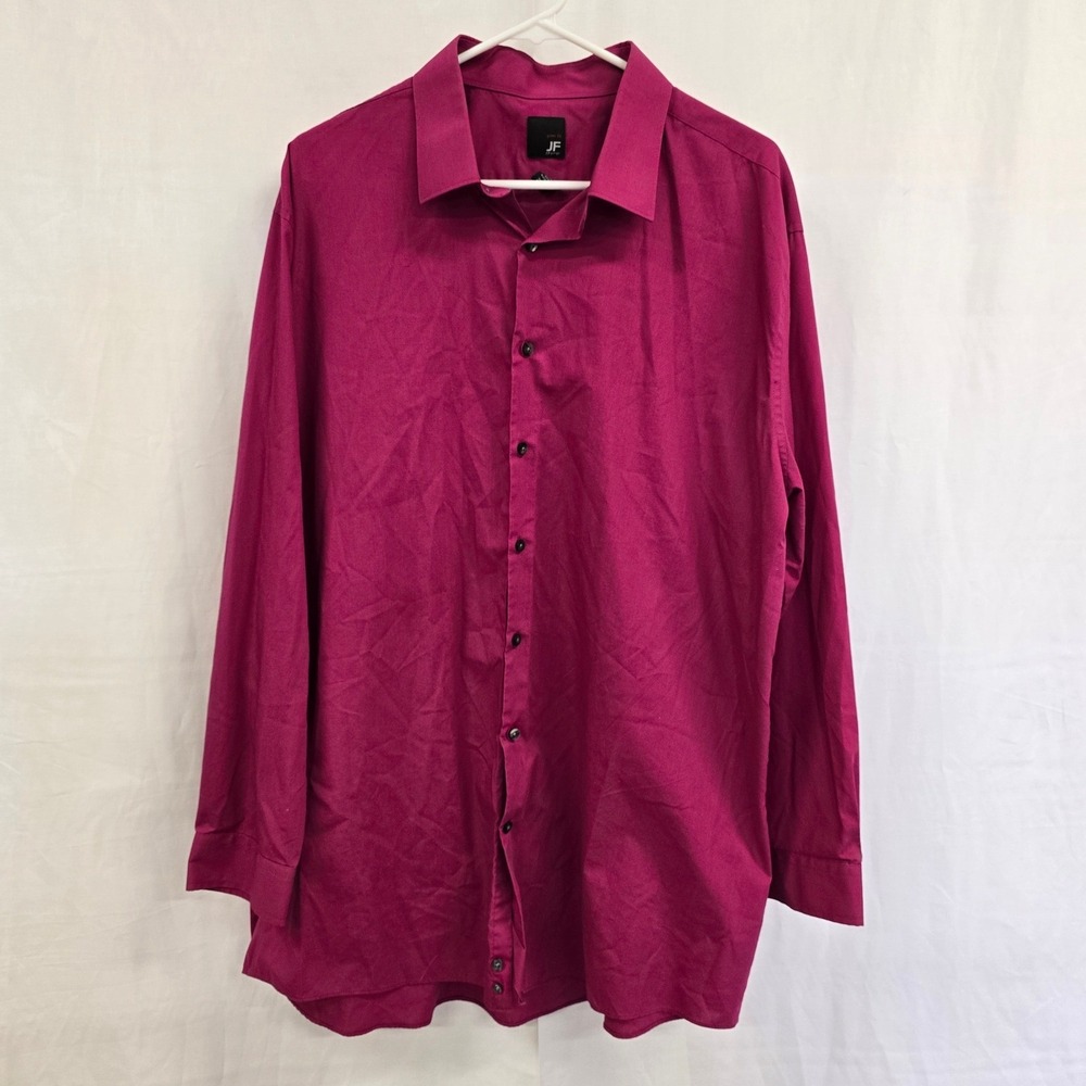J. Ferrar Mens Slim Fit Dress Shirt Magenta Pink Long Sleeve XXL 18-18.5 34-35
